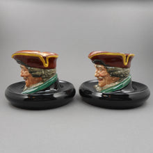 Load image into Gallery viewer, Pair of Vintage Royal Doulton Dick Turpin Ashtrays Match Holders Toby Style Ash Pots