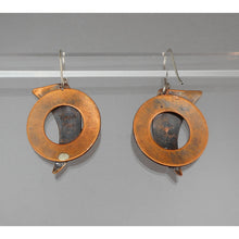 Load image into Gallery viewer, Regina Marie Artisan Mixed Metals Dangle Earrings - Handmade in USA of Copper and Sterling Silver - Wires for Pierced Ears - Signed American Jewelry - Statement Pieces - Fine Estate Jewelry Collection