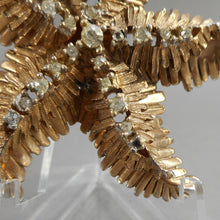 Load image into Gallery viewer, Vintage 1950s HAR Hargo USA Starfish Brooch - Large Rhinestone, Gold Tone Signed American Designer Pin - Estate Costume Jewelry Collection