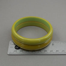 Load image into Gallery viewer, 2 Vintage Authentic Carved Bakelite Bangle Bracelet - Green Opaque Plastic - Simichrome Tested