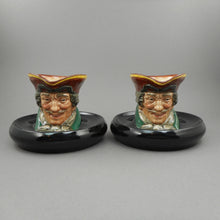 Load image into Gallery viewer, Pair of Vintage Royal Doulton Dick Turpin Ashtrays Match Holders Toby Style Ash Pots