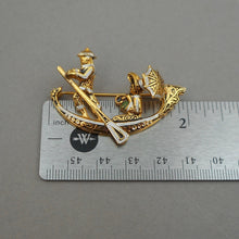 Load image into Gallery viewer, Perfect Vintage Spanish Damascene Souvenir Gondola Brooch - circa 1960 - Black, Silver, Gold Tone Pin - Spain Travel and Tourism