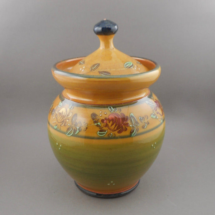 Vintage Veronique Pichon French Rose Design Small Lidded Jar Canister - Artisan Pottery, Uzes, France