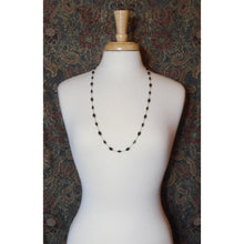 Load image into Gallery viewer, 31&quot; Long Vintage French Jet Black Glass Beads Gold Tone Chain Necklace Opera