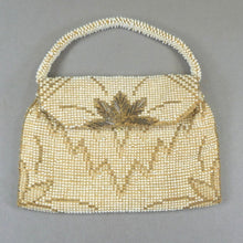 Load image into Gallery viewer, Antique VIntage Art Deco Era Beaded Evening Purse - Circa 1920 / 1930 - White Czech Glass Seed Beads Czechoslovakia