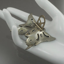 Load image into Gallery viewer, Large Vintage Art Deco Era Butterfly Dress Clip Brooch - Rhinestones Paste - Silver Pot Metal Setting