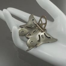 Load image into Gallery viewer, Large Vintage Art Deco Era Butterfly Dress Clip Brooch - Rhinestones Paste - Silver Pot Metal Setting