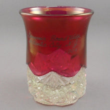 Load image into Gallery viewer, Antique 1904 Atlantic City NJ Boardwalk Souvenir Ruby Flash Stain Pressed Glass Cup Tumbler Victorian Edwardian Glassware