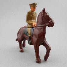 Load image into Gallery viewer, Antique or Vintage Cast Iron Toy - 3" h - Soldier on a Brown Horse Figure