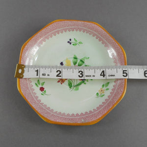 3 Vintage Adams Calyx Ware Lowesoft Pattern Demitasse Cups and Saucer Sets + 1 Replacement Saucer - Circa 1930 English Ironstone - Pale Blue Green with Pink Flowers - Made in England