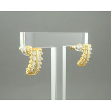 Load image into Gallery viewer, Excellent Vintage CZ Crystal or Rhinestone Earrings - Pierced Post - Gold Tone with Clear Stones