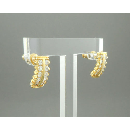 Excellent Vintage CZ Crystal or Rhinestone Earrings - Pierced Post - Gold Tone with Clear Stones