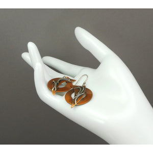 Regina Marie Artisan Mixed Metals Dangle Earrings - Handmade in USA of Copper and Sterling Silver - Wires for Pierced Ears - Signed American Jewelry - Statement Pieces - Fine Estate Jewelry Collection