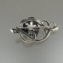 Load image into Gallery viewer, Vintage circa 1940 Jewel Art Sterling Silver Brooch - Retro / Mid Century Modern Era Flower Design Pin - Signed Fine Estate Jewelry