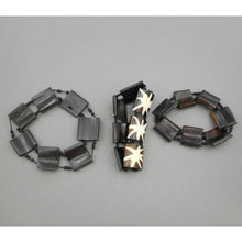 Load image into Gallery viewer, 3 African Batik Dyed Cow Bone Bracelets - Lot of Stacking Bangles with Black Maasai Glass Seed Beads - Handmade Ethnic, Tribal, Jewelry