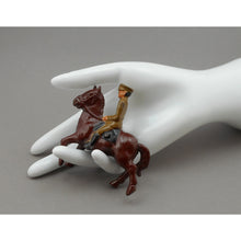 Load image into Gallery viewer, Antique or Vintage Cast Iron Toy - 3" h - Soldier on a Brown Horse Figure
