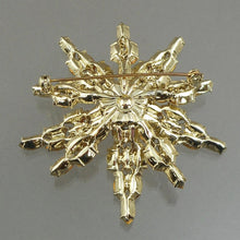 Load image into Gallery viewer, Large Vintage 1960s Star Brooch Pin - Yellow Rhinestones, Gold Tone Setting - Retro Costume Jewelry
