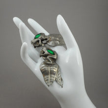 Load image into Gallery viewer, Pair of Vintage c 1940s / 1950s Frog Dress or Shoe Clips - Signed Kent Jewelry NYC - Silver Tone with Green Glass Stones