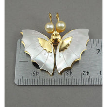 Load image into Gallery viewer, Perfect Vintage MOP Butterfly Brooch Lapel Pin - Genuine Pearls, Mother of Pearl, Gold Tone - Victor's, Tokyo - New in Presentation Box