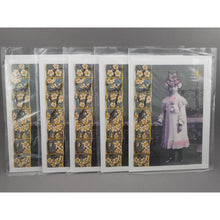 Load image into Gallery viewer, Set of 5 Vintage Peter Paone Fine Art Halloween Blank Greeting Card - Girl with Flower Head - Collage and Paint on Victorian Photograph of a Child - circa 1990