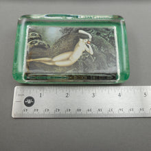 Load image into Gallery viewer, Vintage Glass Louis Icart Paperweight Art Deco Print - " Grand Eve ", circa 1930 * - Woman with Snake, Garden of Eden - Hand Cast Glass - Fine Art Collectibles - Gift for Icart Collectors