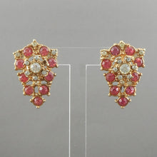 Load image into Gallery viewer, Vintage 1950s Pink Rhinestone Gold Tone Screw Back Earrings