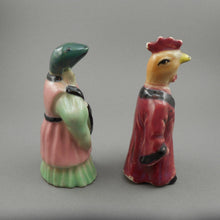 Load image into Gallery viewer, Pair of Vintage Anthropomorphic Porcelain Animal Figurines - Chicken and Lizard Dressed in Robes - Hand Painted Ceramic Statues