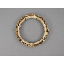 Load image into Gallery viewer, Vintage Carved Layered Cow Bone Bracelet - Elephant and Lion Figures - Handmade Bangle