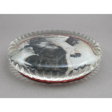 Load image into Gallery viewer, Vintage Glass Louis Icart Paperweight Art Deco Era Print - &quot; Fumee &quot; (Smoke), circa 1920 - Art Deco Era Nude - Woman Reclining - Hand Cast Glass