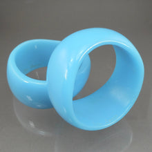 Load image into Gallery viewer, Pair of Vintage 1980s Signed Ben Amun Wave Design Bracelets - Blue Opaque Lucite Resin Plastic - Large Chunky Bangles