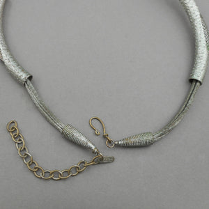 Vintage Sarah Cavender Jewelry Fringe Pendant Necklace - Braided Silver Tone Wire Mesh and Tubes - American Artisan - Handmade in USA