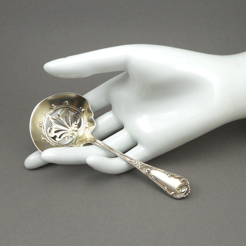 29.77 scrap 11.3.25 - Antique Dominick & Haff Bon Bon or Nut Serving Spoon - Sterling Silver, Louis XIV Pattern - Victorian Era, circa 1890 - Fine American Silver