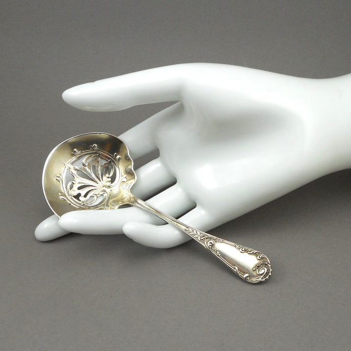 29.77 scrap 11.3.25 - Antique Dominick & Haff Bon Bon or Nut Serving Spoon - Sterling Silver, Louis XIV Pattern - Victorian Era, circa 1890 - Fine American Silver