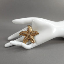 Load image into Gallery viewer, Vintage 1950s HAR Hargo USA Starfish Brooch - Large Rhinestone, Gold Tone Signed American Designer Pin - Estate Costume Jewelry Collection