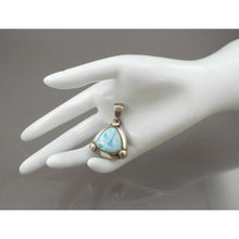 Load image into Gallery viewer, Vintage Blue Larimar Sterling Silver Triangle Pendant - Natural Gemstone - circa 1980 - Southwestern Style