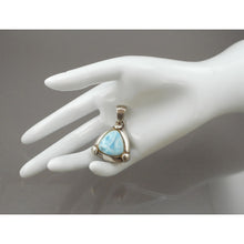 Load image into Gallery viewer, Vintage Blue Larimar Sterling Silver Triangle Pendant - Natural Gemstone - circa 1980 - Southwestern Style