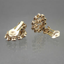 Load image into Gallery viewer, Vintage 1950s Red Rhinestone Clip On Earrings - Flower Basket Design, Gold Tone