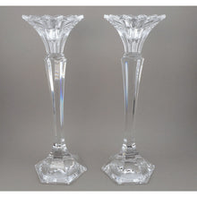 Load image into Gallery viewer, Pristine Pair of Tall Vintage Mikasa Excelsior Crystal Candlesticks - Clear Glass Candle Holders - Set of 2