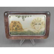 Load image into Gallery viewer, Vintage Glass Louis Icart Paperweight Art Deco Era Print - " Two Beauties ", circa 1930 - Woman with Chow Dog