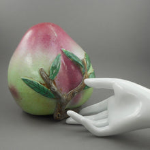 Load image into Gallery viewer, Large Antique Chinese Qing Porcelain Altar Fruit Pink and Green Pear or Peach - 19th Century Export Pottery Temple Offering