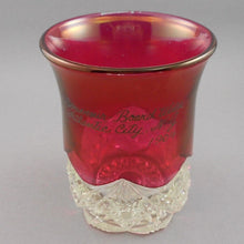 Load image into Gallery viewer, Antique 1904 Atlantic City NJ Boardwalk Souvenir Ruby Flash Stain Pressed Glass Cup Tumbler Victorian Edwardian Glassware