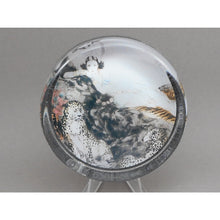 Load image into Gallery viewer, Vintage Glass Louis Icart Paperweight Art Deco Era Print - " Thais ", circa 1920 - Woman with Leopards - Hand Cast Glass - Fine Art Collectibles - Gift for Icart Collectors