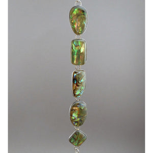 Vintage Lucas Lameth Abalone Shell and Sterling Silver Link Bracelet - Signed LUC 925