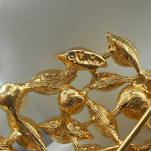 Load image into Gallery viewer, Excellent Vintage Signed Napier Leaf Brooch Pin - Tree Branch of Leaves and Berries - Gold Tone, Faux Pearls