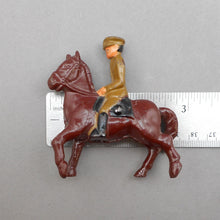 Load image into Gallery viewer, Antique or Vintage Cast Iron Toy - 3" h - Soldier on a Brown Horse Figure