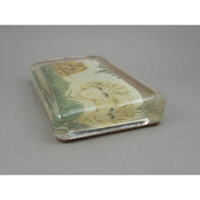 Load image into Gallery viewer, Vintage Glass Louis Icart Paperweight Art Deco Era Print - " Two Beauties ", circa 1930 - Woman with Chow Dog