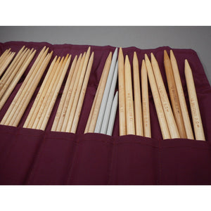 Brittany Knitting Needle Set with Roll Up Fabric Case Lot of 75, Wood, Bamboo, Nylon, Double Point