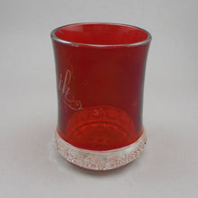 Load image into Gallery viewer, &quot;Edith&quot; Excellent Antique EAPG Glass - Victorian Travel Carnival Fair Souvenir - Ruby Stain Tumbler Red Flash Etched Pressed Glass