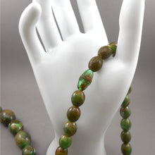Load image into Gallery viewer, Long Vintage Green Marble Graduated Bead Necklace Old Swirl Plastic Opera Length