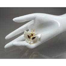 Load image into Gallery viewer, Perfect Vintage MOP Butterfly Brooch Lapel Pin - Genuine Pearls, Mother of Pearl, Gold Tone - Victor's, Tokyo - New in Presentation Box